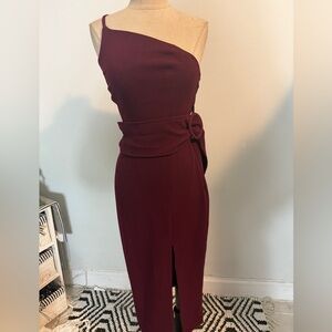 Shona Joy One-Shoulder Burgundy Dress